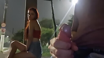 Public Masturbation Of A Stunning Redhead At A Bus Stop Leads To Intense Hardcore Sex