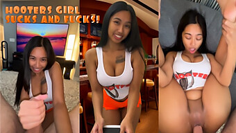 Filipino Hooters Kellnerin Bekommt Einen Großen Schwanz In Ihren Mund Und Ihre Muschi