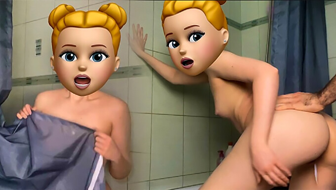 De Poot Van De Russische Amateur Wordt Geneukt Onder De Douche.