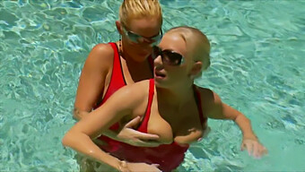 Britney Brooks And A Lucky Guy Enjoy A Steamy Poolside Encounter