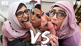 Vagina Fick: Mia Khalifa Gegen Violet Myers In Einem Großen Arsch Showdown