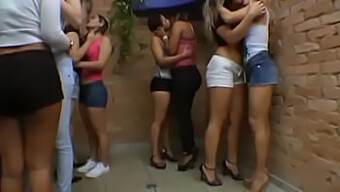 Queuing Up For Some Kissing And Group Sex