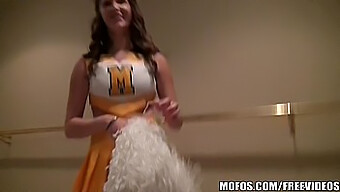 Holly The Cheerleader'S Big Natural Tits On Display In Upskirt Uniform